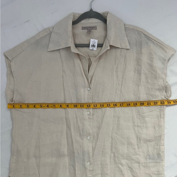 NWT New Banana Republic 100% Linen Cream Casual Button Down Shirt M Tall - Picture 5 of 8